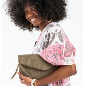 Angled Crossbody Clutch with Detachable Chain NWOT